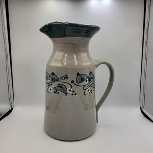 Great Bay Pottery Vintage Ceramic Pitcher in Gray & Blue/Green Glaze